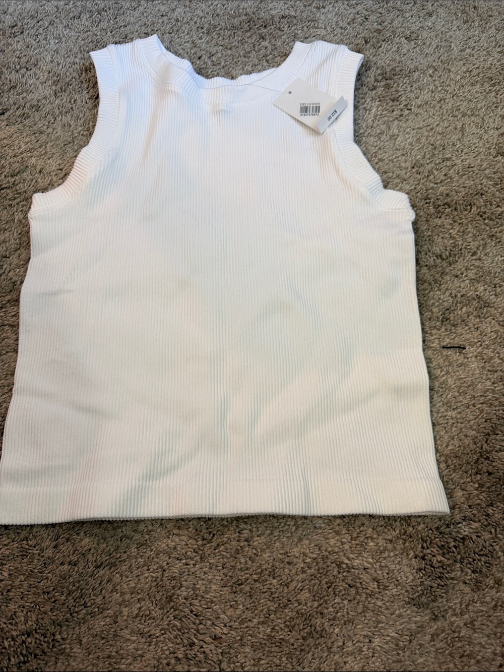 Sleeveless Ribbed Tank Top - White